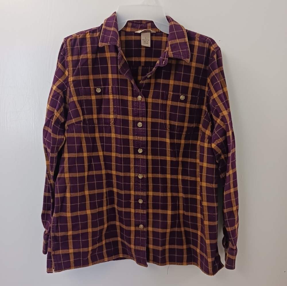 Duluth Trading Co Women's Button Up Plaid Shirt Size Large